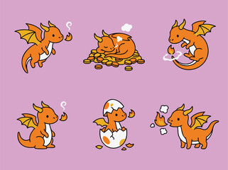 Cute Cartoon Dragons Collection. © Ananda Putri