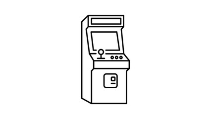 Retro Arcade Machine Cabinet Vector Icon with Editable Stroke. Minimalist Black Line Illustration of a Classic Video Game Console for Gaming, Entertainment, and Nostalgic Design Projects. © Subodh