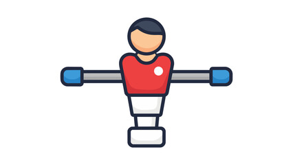 Modern flat vector illustration of a foosball table soccer player icon isolated on a white background, perfect for sports gaming apps, leisure activities, and recreational competition designs. © Subodh