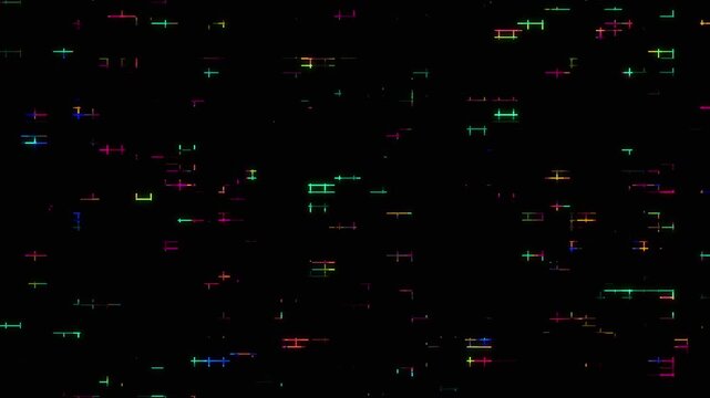 Random Neon Glitch Signals and Data Noise Animation, Futuristic Digital Interference Background, Cyber Tech Motion Loop