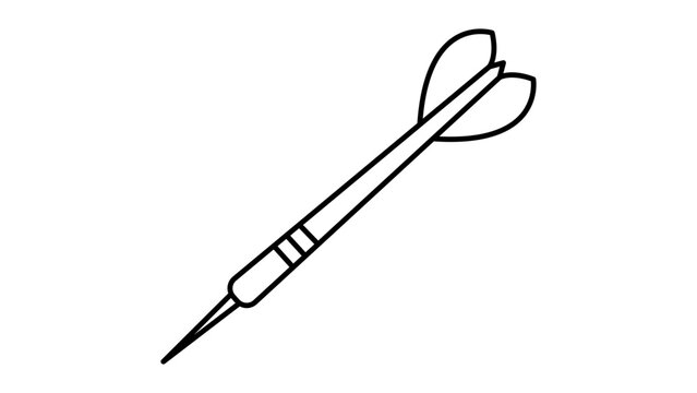 Single Dart Minimalist Black Line Vector Icon on White Background. This Scalable Illustration Features an Editable Stroke for Customizable Line Weight, Perfect for Sports and Games Graphic Design.