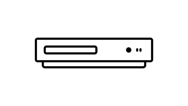 Minimalist Horizontal Gaming Console or Media Player Vector Icon with Editable Stroke. Clean Black Line Illustration on White Background for Modern Technology and Entertainment Design Projects.