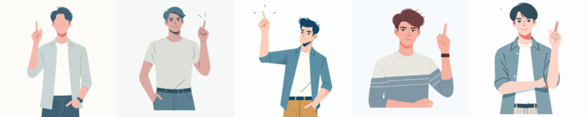 Fototapeta premium vector of young man pointing up