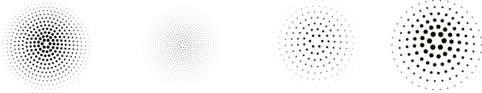 Abstract Halftone Dots Circle Set Background