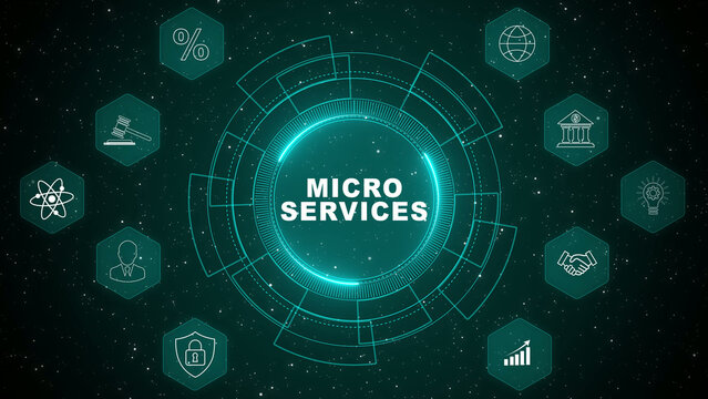 Microservices architecture concept with distributed cloud computing system and modern software infrastructure animation background 4k