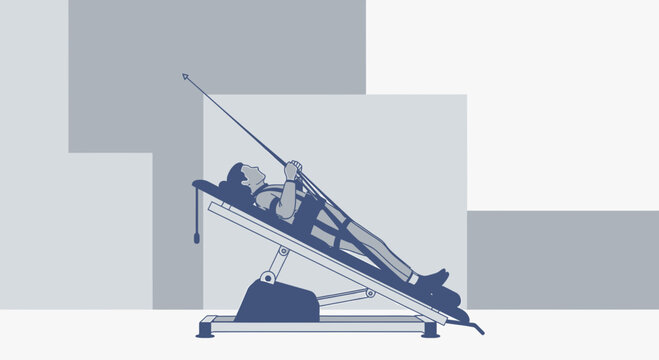 Patient on Inversion Therapy Table for Spinal Decompression and Back Pain Relief