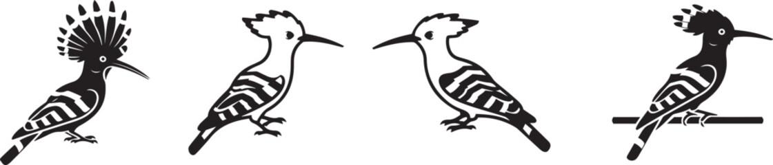 Eurasian Hoopoe Bird Silhouette Vector Set © Ripon Sojib