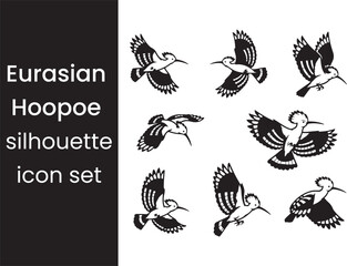 Eurasian Hoopoe Bird Silhouette Vector Set © Ripon Sojib