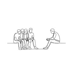 Fototapeta premium A continuous line drawing depicts a group and an isolated individual