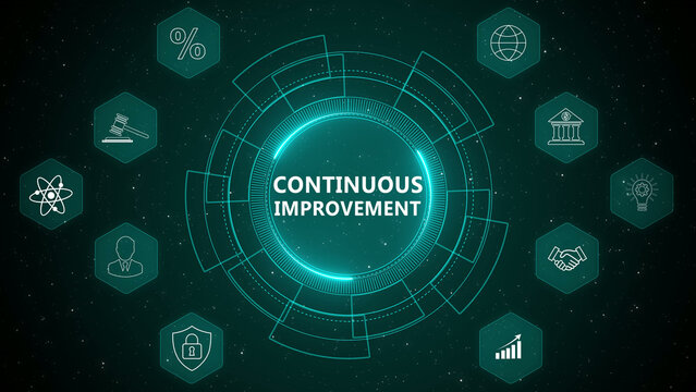 Digital Continuous Improvement Process with Corporate Performance Optimization and Enterprise Efficiency HUD Interface 4K abstract technology background
