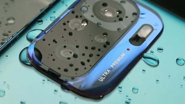 Macro close up of a smartphone camera lens on back
