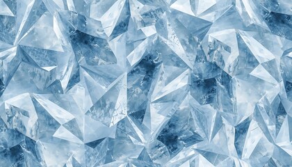 Obraz premium A seamless abstract background pattern created from numerous glistening blue ice shards and fractured crystal fragments.