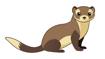 Fototapeta premium Cute cartoon ferret illustration with brown fur isolated on a clean white background for children book design