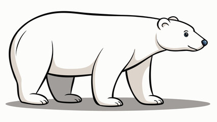 Fototapeta premium Cartoon polar bear illustration standing in profile isolated on a white background for educational or children book design
