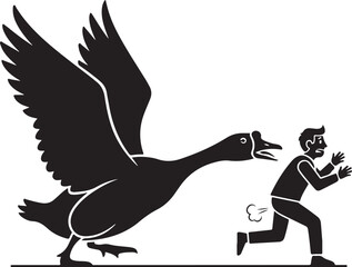 Fototapeta premium Man running from large bird attack.