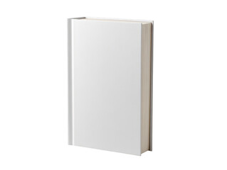 Fototapeta premium A white book with beige pages standing upright isolated on transparent background