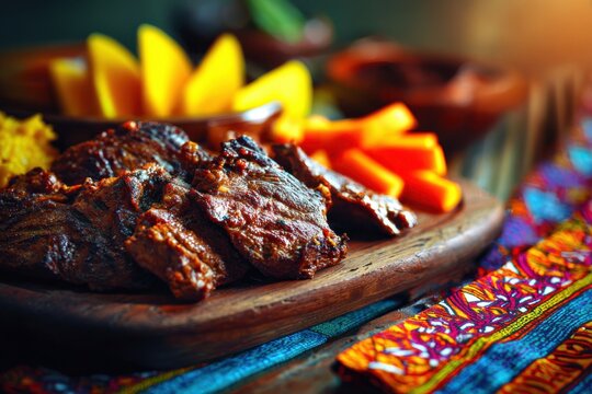 Nyama choma with fresh fruits