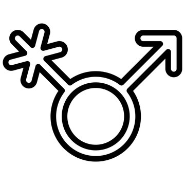 Bigender (male + nonbinary) symbol. Editable stroke vector icon.