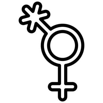Bigender (female + nonbinary) symbol. Editable stroke vector icon.