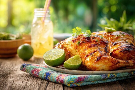 Cuban Mojo Chicken on Wooden Counter