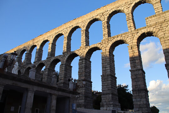 ancient (roman) aqueduct in segovia in spain 