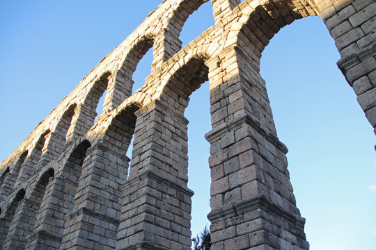 ancient (roman) aqueduct in segovia in spain 