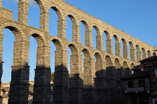 ancient (roman) aqueduct in segovia in spain 