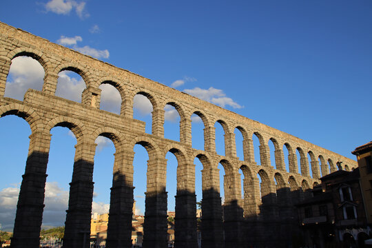 ancient (roman) aqueduct in segovia in spain 