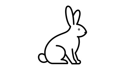 Obraz premium Minimalist Black Line Vector Icon of a Sitting Rabbit on a White Background. This Scalable Illustration Features an Editable Stroke for Customizing Line Weight, Perfect for Modern Graphic Design.