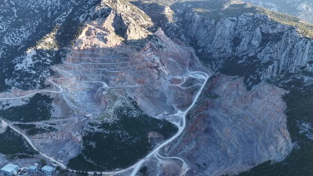 A large quarry located in the mountains of Turkey.