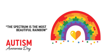 Obraz premium Autism Awareness Day, rainbow puzzle piece, autism symbol, colorful illustration, autism acceptance