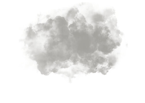 Grey clouds on transparent background with smoke texture. PNG file type.