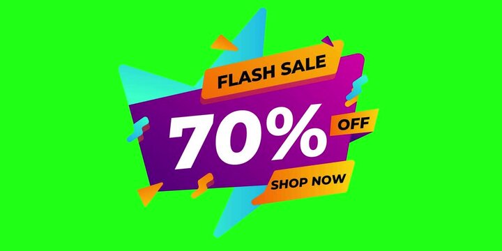 Flash Sale 70% Off Shop Now - Dynamic Graphic with Vibrant Colors and Geometric Shapes for Promotional