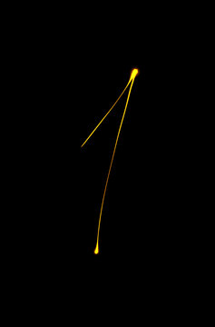 A single bright yellow number one stands out on a black background. The number appears to have soft glowing lines, creating a striking visual effect.