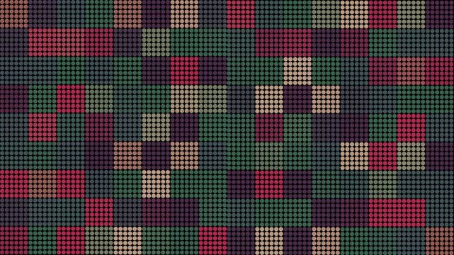 Abstract retro small balls or spheres pattern wall with vintage color palette. Grid background animation with small dots backdrop