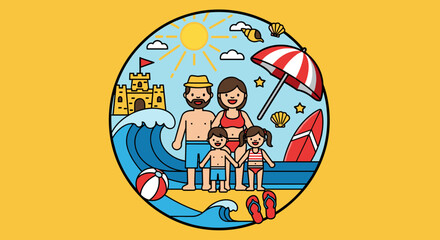 Obraz premium Family on beach vacation together.