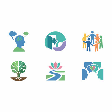 Mental Health Awareness flat color Vector Illustration Icons  Support, Love Self Care Graphics 