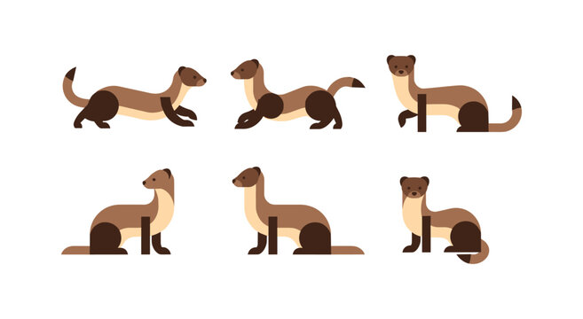 Weasel Animal Collection Flat Design