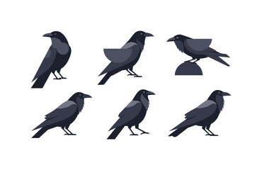 Naklejka premium Set of Stylized Crows