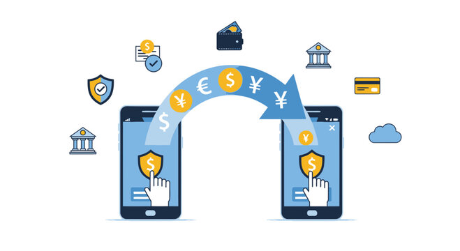 Mobile Banking Transfer: Sending Money Between Phones with Currency Symbols