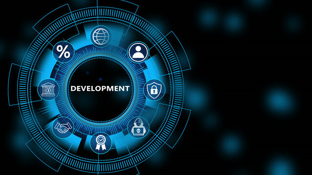 Digital performance dashboard featuring Development interface with secure operational monitoring and advanced analytics business strategy technology 4K animation video