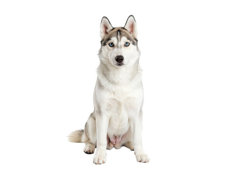 Adorable Husky Puppy Sitting in Bright Studio Setting