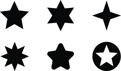 Obraz premium A set of black star shapes on transparent background