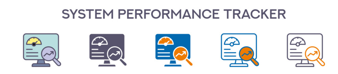 System Performance Tracker Element For Design Graphic - Multi Styles. Vector Illustration Of Two Colored And Black. Multiple Icons Designs Can Be Used For Mobile, Ui, Web  © Blackonion