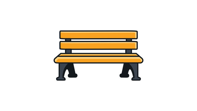 Modern Park Bench Vector Icon with Editable Stroke. A clean flat illustration of a wooden outdoor bench for public spaces and gardens. Scalable graphic for web, UI, and print design projects.