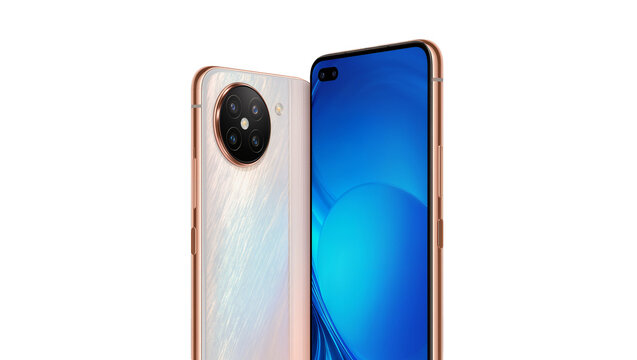 Isolated sleek smart devices with innovative camera array and bezel-less vibrant screen