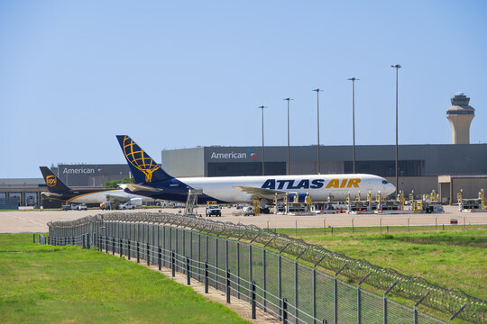 Atlas Air aircraft Boeing 767-300ER, at the Dallas Fort Worth International Airport (DFW). 