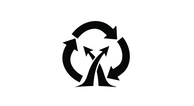 Arrows forming a circular cycle represent continuous movement and strategic direction.