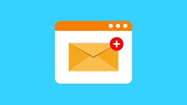 Email notification browser animation, digital message alert popup, web browser interface motion graphic, incoming mail icon, professional internet communication symbol, modern desktop notification.