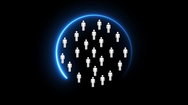 Niche marketing and personalization concept on the black background. Marketing segmentation strategy and consumer analysis. Motion graphics of targeted marketing strategy. 4k video animation.